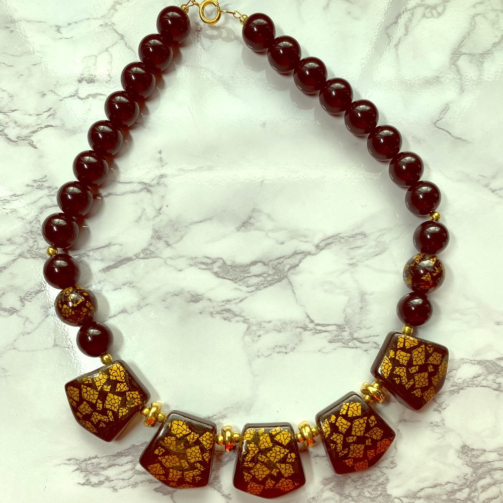 Vintage Black and Gold beaded necklace